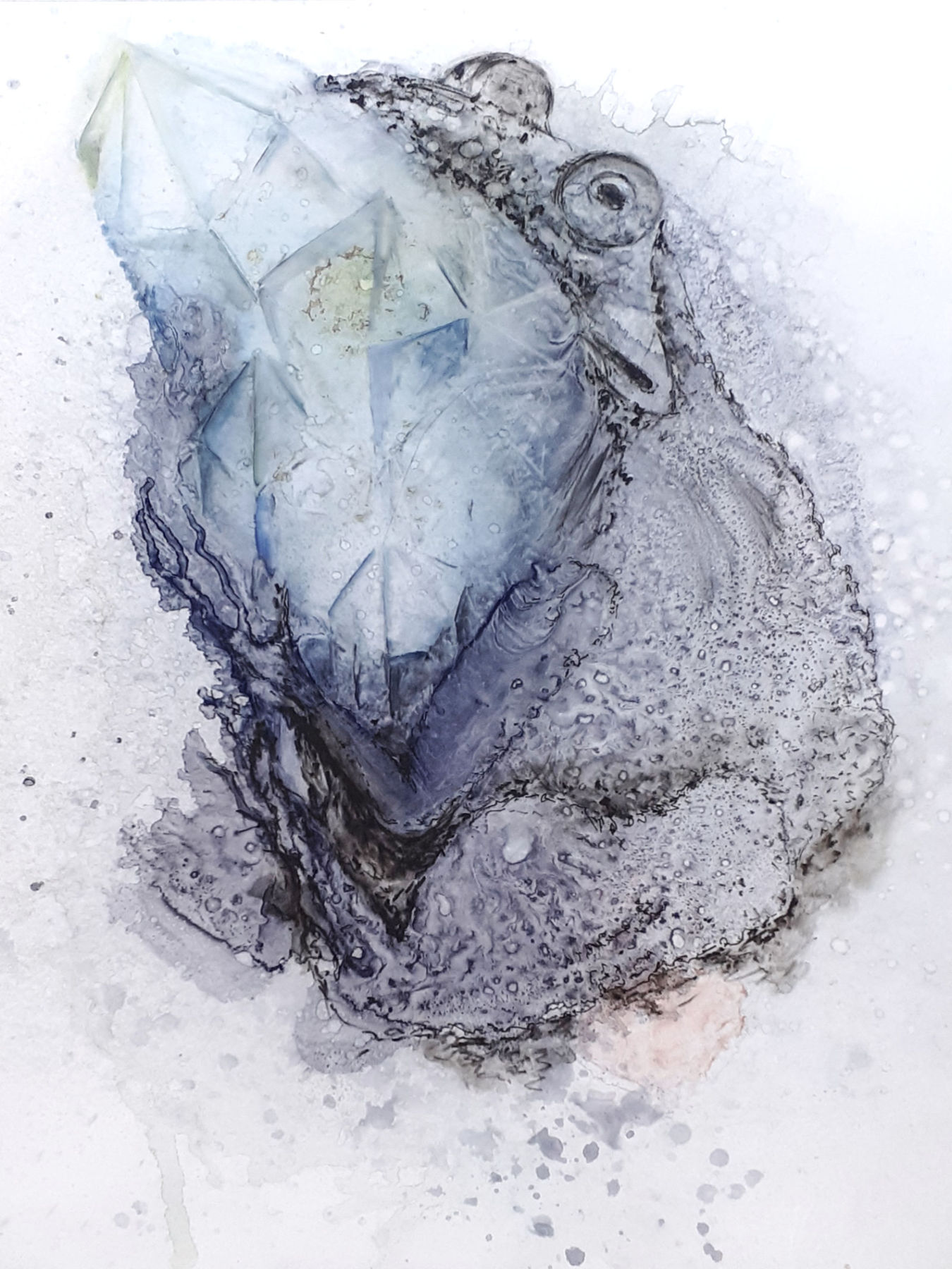 Frau mit Wolf, 2023, 50 x 60 cm